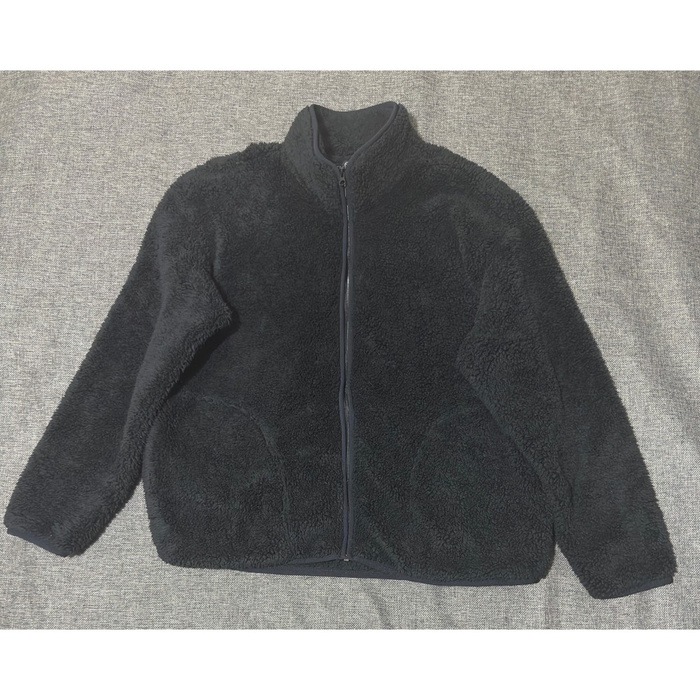 Original Use Mens XL Fleece Jacket Black Full Zip Faux Fur VN4256449